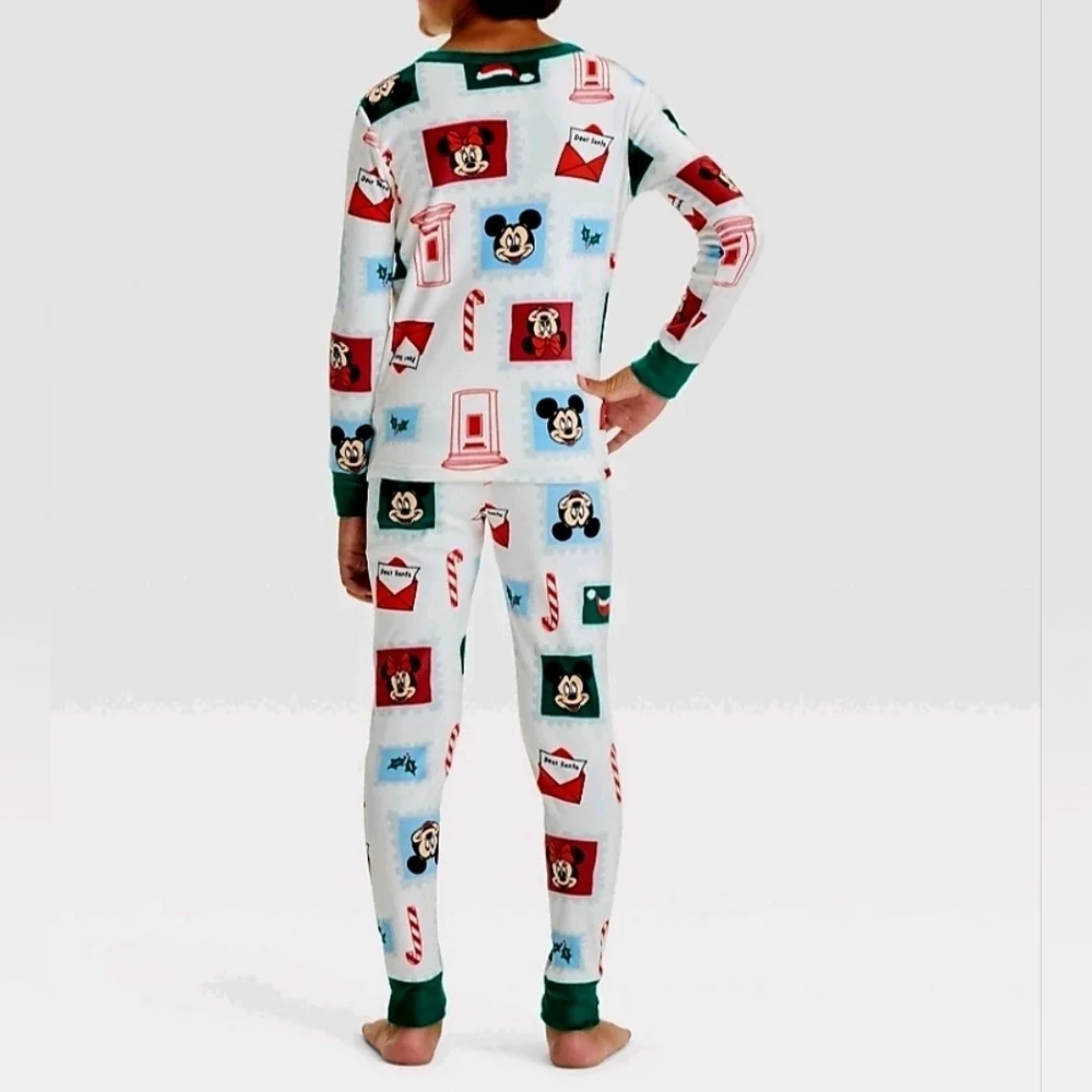 NWT Kids' Christmas Disney Mickey Minnie Mouse 2pc Snug Fit Pajama Set Size 4 10